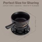 Swissmar Gruyere Cheese Fondue Set - 2.8 QT / 2.65 L - Ceramic Fondue Pot with Rechaud, Fondue Burner, 6 Forks - Ideal for Melting Cheese, Chocolate & Caramel - Black
