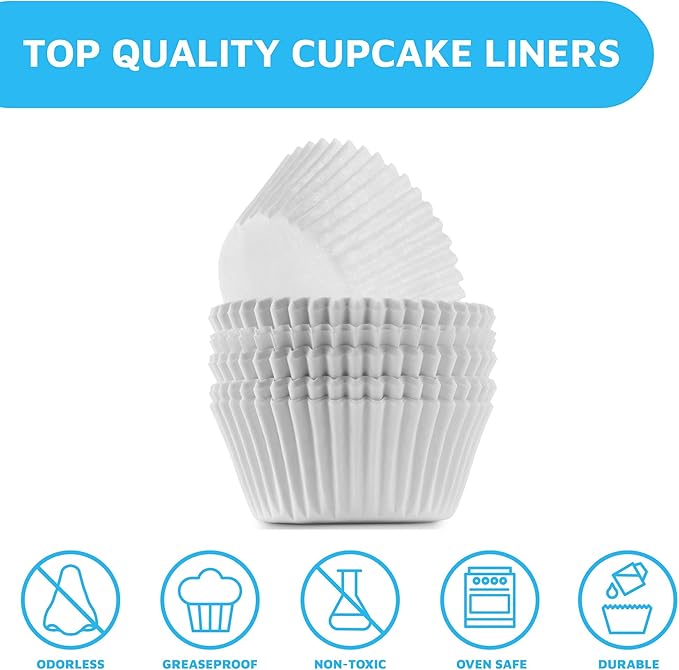 MontoPack Mini White Cupcake Liners | 500 Paper Baking Cups | Greaseproof No Smell Cupcake Wrappers | Muffin Liners for Desserts & Candies Cupcake Liner for Holidays, Birthdays & Protein Balls