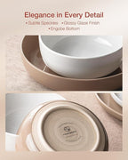 Famiware Milkyway Plates and Bowls Sets, 12 Pieces Stoneware Dinnerware Sets, Dishes Set for 4, White & Cinnamon Brown