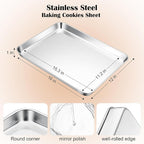 E-far Stainless Steel Baking Sheet, 16” x12” x 1” Baking Cookie Sheet Pan for Oven, Non-toxic Metal Trays for Baking Cake Cookie, Healthy & Rust Free, Mirror Finish & Dishwasher Safe, 1 Pack