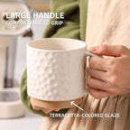 Nihow Ceramic Coffee Mug Set of 4, 16OZ Stackable Coffee Mug Set with Stainless Stand,Large Cup Set for Cappuccino,Tea,Hot/Cold Drinks,Dishwasher & Microwave Safe,Matte White