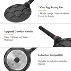Pancake Pan Maker Nonstick Induction Compatible, 10.5 Inch Mini Non Stick Silver Dollar Grill Blini Griddle Crepe Pan,7 Molds Cake Egg Cooker Skillet for Kids Gifts