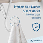 6-Pack Metal S Hooks for Hanging – Heavy-Duty S-Shaped Hook with Safety Buckle – Fits Bars up to 1.2 in – Anti-Drop S-Hooks for Closet, Wardrobes & Storage – White (Large)