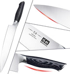 SHAN ZU 8 inch Japanese Chef Knife, Chefs Knife Kitchen Knives, Japanese Super Steel Sharp Chef's Knives with K133 Ergonomic Handle, Black Tortoise Genbu Series