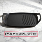 Techwood Stove Top Griddle, 17"X11" Nonstick Double Burner Griddle Pan for Indoor/Outdoor Cooking, PFOA Free, Oven & Broiler Safe, Compatible with Multiple Stovetops, Dishwasher Safe