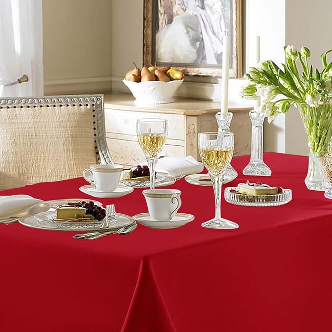 Fitable Red Rectangle Table Clothes, 6 Pack - 90 x 156 Inch - Reusable and Washable Tablecloths, Polyester Fabric Table Covers for Wedding, Party, Banquet, Formal Events