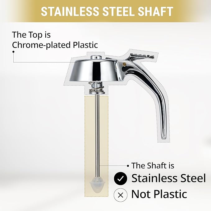 Stainless Steel Shaft, Glass Honey Dispenser, Chrome-Plated ABS Lid – No Drip Glass with Stand – 8 oz Honey Jar – Honeycomb Design Container – Honey Pot for Honey, Maple Syrup