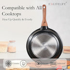 ESLITE LIFE Nonstick Ceramic Frying Pan Skillet with Lid, Non-Toxic Egg Omelette Kitchen Cooking Pans Compatible with All Stovetops (Gas, Electric & Induction), PTFE & PFOA Free (Black, 11" w/Lid)