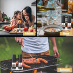 Electric Salt and Pepper Grinder Set, Rechargeable Automatic Salt and Pepper Grinder Set, One Hand Operation with LED Light, Adjustable Coarseness, Refillable, 95ml, Black (2 Pack)