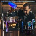 Bartender Kit with Stand, 12-Piece Bar Set | 24oz Cocktail Shaker Set for Drink Mixing, Martini Shaker Set with Bar Tools, Recipes Booklet | Fun Housewarming Gift (Rainbow)