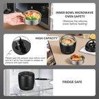 Thermo Food Jar for Hot Food Adults 32OZ Soup Thermo Lunch Containers Wide Mouth Vacuum Insulated Stainless Steel Leakproof Bento Box with Spoon (Black)
