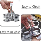 3 Cups Stainless Steel Egg Poacher, Poached Egg Cooker Nonstick Poached Egg Maker Egg Poacher Pan Cups Round Poached Egg Pan with Oil Brush for Breakfast Boiled Eggs