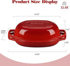 Enameled Cast Iron Oval Dutch Oven Pot with Lid, Dutch Oven for Sourdough Bread Baking, Oval Bread Pan, 5qt, Red