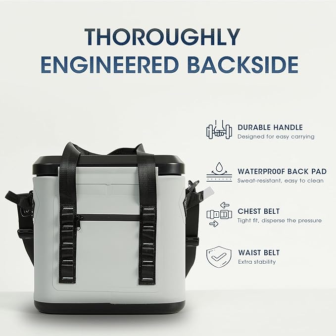 Magnetic Backpack Cooler Bag, Cold Retention Soft Coolers 30 Can Insulated Soft Sided Cooler with Waterproof Bag