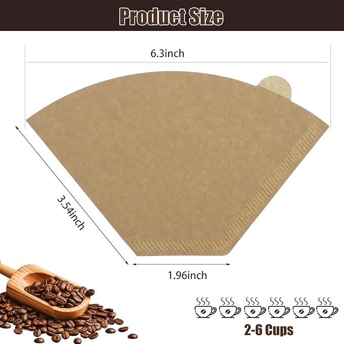200 Count Coffee Filter #2, 2 Cone Coffee Filters Unbleached Natural 2 Cone Filters Paper Compatible with Drip and Pour Over Coffee Maker, 100-Count Per Box