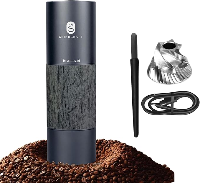 Electric Coffee Grinder, Premium Stainless Steel Burr Coffee Grinder, Espresso Grinder Electric, Portable Coffee Grinder, Perfect Coffee Brew for Home, Travel, Camping and Office (Gray)