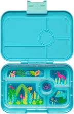 Yumbox Tapas Leakproof Bento Lunch Box: 4.2 Cups Larger 5-Compartment Design in Antibes Blue with Jungle tray - For Adults and Bigger Kids.