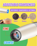 Rongyuxuan Gravity Salt and Pepper Mill Set, Electric Automatic Pepper Grinder Mill Shaker with Battery Powered,Stainless Steel,Blue LED Light,Adjustable Coarseness,One Hand Use,Khaki