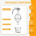 Honey Dispenser, Glass Honey Dispenser No Drip, Honey Pot with Stand, 8 oz Honey Jar, Maple Syrup Honey Container, Elegant Honeycomb Design for Home Decor for Any Occasion