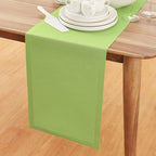 Solino Home Cotton Linen Table Runner 72 Inches Long - Dru Apple Green Table Runner 14 x 72 Inch for Dining, Summer - Handcrafted and Machine Washable