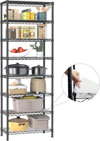8 Tier Adjustable Storage Shelves Heavy Duty Metal Shelf Wire Shelving Unit Organizer Rack for Home Kitchen Office Pantry Room Bathroom Shelving Organizers and Storage Laundry