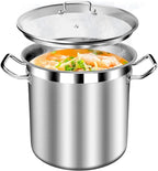 Stainless Steel 20 Quart Stockpot with Tempered Glass Lid, 3-Ply Base, 8.8 lbs, Polished Finish, Suitable for Stovetop and Oven, Dishwasher Safe