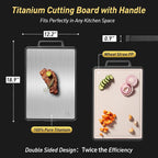 Titanium Cutting Boards for Kitchen Chopping Board with Handle Large Big Small Kitchen Meat Butcher Block Double Sided Pure Titanium and Wheat Straw PP Not Wood Bamboo Plastic Teak Grey/Beige