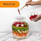 Glass Jar Fermentation Jar, Pickle Jar with Water Seal Lid, Fermentation Kit Fermenter Starter Kit for Pickles, Wine Brewing, Pickling, Kimchi, Sauerkraut, Vegetables, Kombucha 2.5L