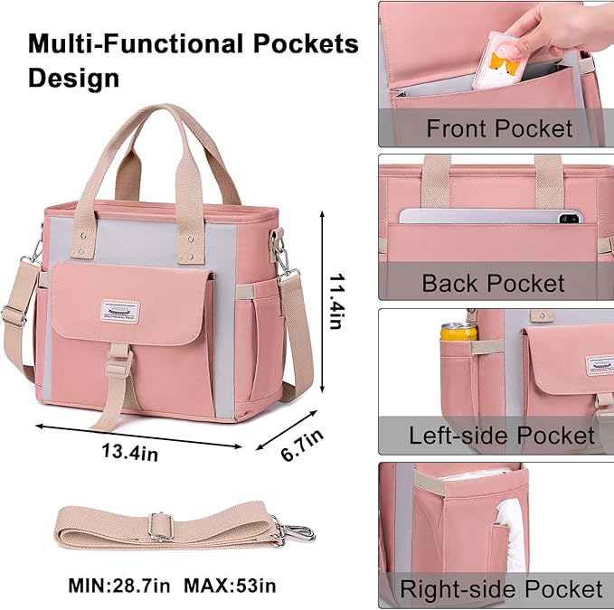 Weitars Insulated Lunch Bag for Women,Leak Proof Lunch Box for Work,Extra Large Lunch Tote Bag With Removable Shoulder Strap with Side Pockets,Reusable Lunch Bag For Picnic Hiking