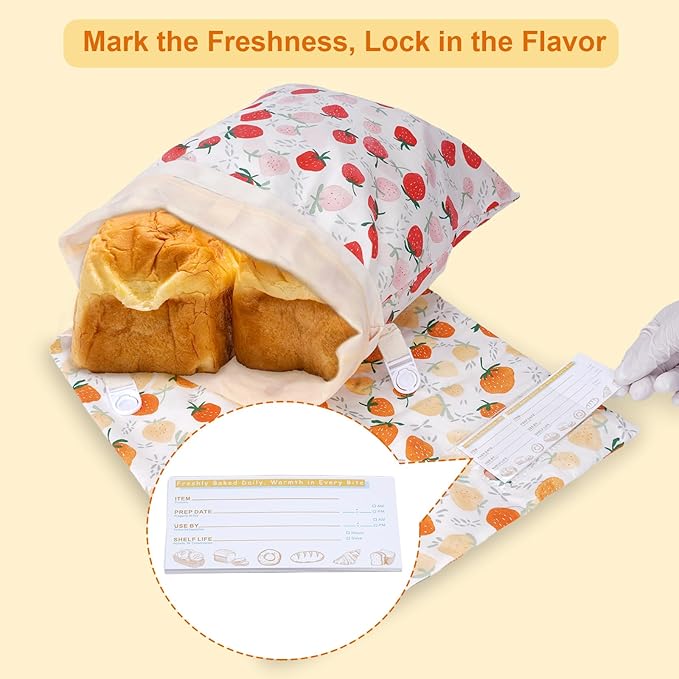 Beeswax Bread Bags for Sourdough, Large Reusable Beeswax Bags for Homemade Breads, 2 Pack Sourdough Bread Baking Supplies Bees Wax Bag for Food Storage Keep Fresh