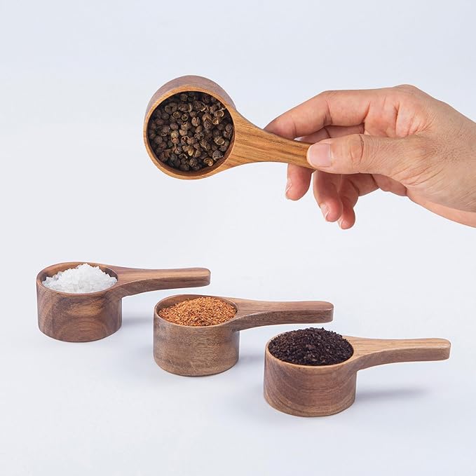 40 ml 4 Pack Acacia Wood Coffee Scoops, Small Wooden Coffee Spoons for Jars and Containers, Set of 4 Tablespoon Bean Scoop, Cute Coffee Beans Measuring Scoop for Cooking, Bath Salt.
