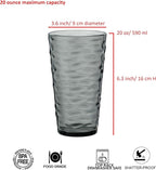 20-ounce Plastic Tumblers, Acrylic Drinking Glasses High-Balls, set of 6 Gray Reusable Plastic Cups, Stackable, BPA-Free, Shatter-Proof, Dishwasher-Safe