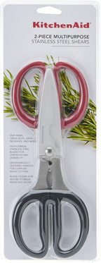 KitchenAid Multipurpose Shear Set, Versatile Scissors with Nutcracker, Bottle Opener, Ergonomic Handles with Protective Blade Covers, 2 Piece