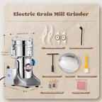 Moongiantgo Grain Mill Grinder Electric 800g High Speed Stainless Steel Grinder Pulverizer Commercial Motor with Overload Protector Grinding Machine for Dry Spice Cereals Coffee Corn Rice Pepper