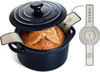 LE TAUCI 3 qt Ceramic Dutch Oven for Bread Baking with Silicone Sling- Lightweight, Non-Toxic, No Seasoning Needed- Oven, Microwave & Dishwasher Safe, Ideal for Home Bakers & Beginners, Midnight Blue