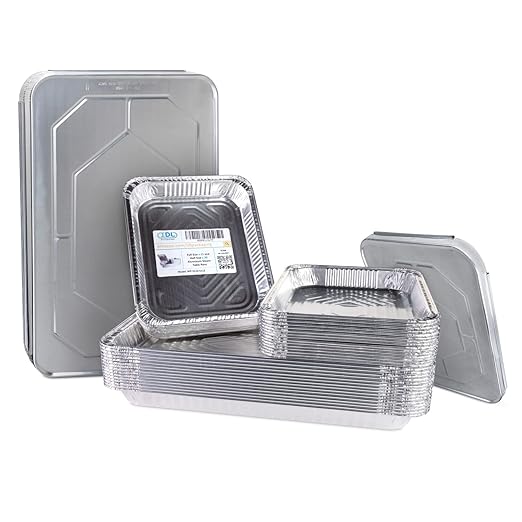 IDL Packaging Aluminum Foil Pans with Lids, Shallow - 45 pc Chafing Dish Set - 15 Full Size and 30 Half Size Steam Table Pans + Lids - Disposable Cookware for Catering, Buffet, Party, BBQ