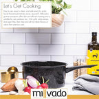 4 Quart Granite Saucepan, Naturally Nonstick Sauce Pots, Speckled Enamel Ware Cookware, Small Sauce Pan for Cooking and Boiling - Granite Cooking Pot for Stovetop, Campfire, Outdoor Stove