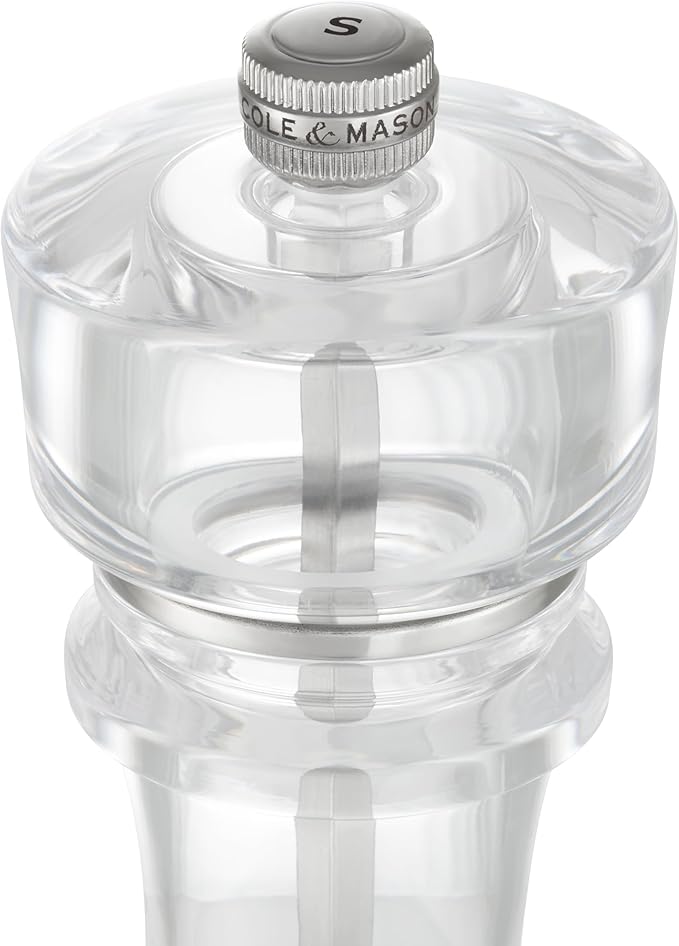 Cole & Mason London Refillable Spice Mill - Kitchen & Home Accessory - Table Salt Grinder - Salt Mill with Ceramic Mechanism - 8", Acrylic