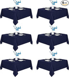 Fitable 6 Pack Square Tablecloths - 70 x 70 Inches - Stain Resistant and Reusable Table Clothes, Navy Polyester Fabric Table Covers for Dining, Card Tables, Coffee Tables
