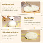 Sourdough Starter Kit with Cotton Rope Banneton Basket & Jar, Bread Baking Supplies and Tools Set, Complete Sourdough Bread Making Kit, Baking Gift for Women Moms & Beginners