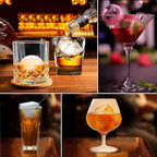 Whiskey Cocktail Ice Mold, Easy Fill and Release Silicone Round Ice Ball Maker Mold Large Square Ice Cube Tray with Lid - 6 Ice Balls + 6 Ice Cubes Black