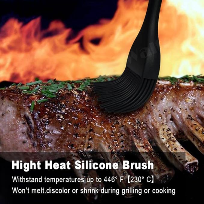 Walfos Silicone Basting Pastry Brush, Heat Resistant Pastry Brush Set, Strong Steel Core and One-Pieces Design, Perfect for BBQ Grill Baking Kitchen Cooking, BPA Free and Dishwasher Safe (2 Pcs)
