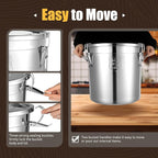 DYNAMI 8.7Gal 304 Stainless Steel Airtight Container with Lid and Locking Clamp,28-60Lbs Metal Bucket Large Food Storage Container Stainless Steel Milk Can,for Rice, Flour,Oil,Soup(33L)