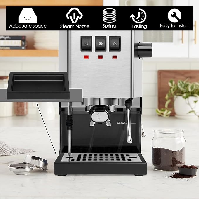 Low Profile Thin Drip Tray and One Single Hole Steam Tip 6 Bar 9 Bar 12 Bar OPV Spring Modification Kit with Long Stainless Steel Tube, Compatible with Pro Gaggia Classic Espresso Coffee Machine