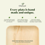 Chic Leaf Palm Leaf Disposable Bamboo Plates - Square Party Plates for Weddings, Parties, Event Appetizers - Biodegradable & Compostable - Party Supplies (8", 20 Pack)