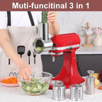 Stainless Steel Slicer Shredder Attachment for KitchenAid Stand Mixer, Large Salad Machine with Vegetable Slicer Cheese Grater Attachments for Kitchen Aid, Dishwasher Safe by Rafbar