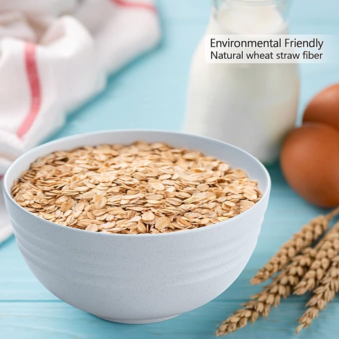 Homestockplus [Set of 6] Unbreakable Large Cereal Bowls,34 Oz Ramen Bowls BPA-Free Eco-Friendly Bowl Set for Cereal, Salad, Soup, Ramen,Oatmeal Apply to Kitchen, Dishwasher & Microwave Safe