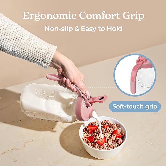 SMIRLY 64 oz Mason Jar Pitcher,Glass Pitcher with Wide Mouth,Water Jug with Double Leak Proof Lid for Iced Coffee,Hot Water,Breast Milk