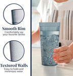 US Acrylic Cafe Plastic Reusable Tumblers (Set of 16) 20-ounce Water Cups in Grey | Value Set of Restaurant Style Drinking Glasses, Stackable, BPA-free, Made in the USA | Top-rack Dishwasher Safe