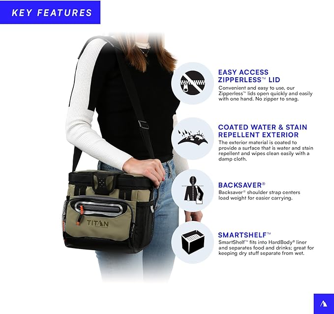 Titan by Arctic Zone 30 Can Zipperless Soft Cooler with HardBody Liner